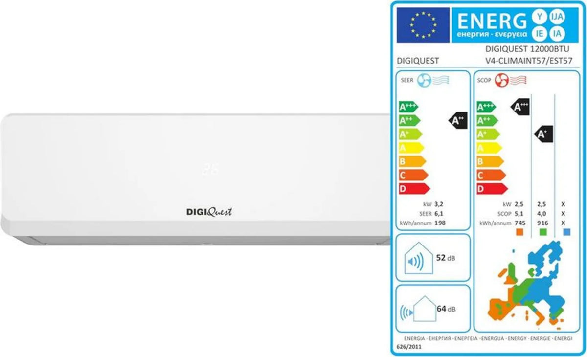 Klimatyzator Digiquest Inverter V4 12000 BTU Wi-Fi A++/A+ R-32