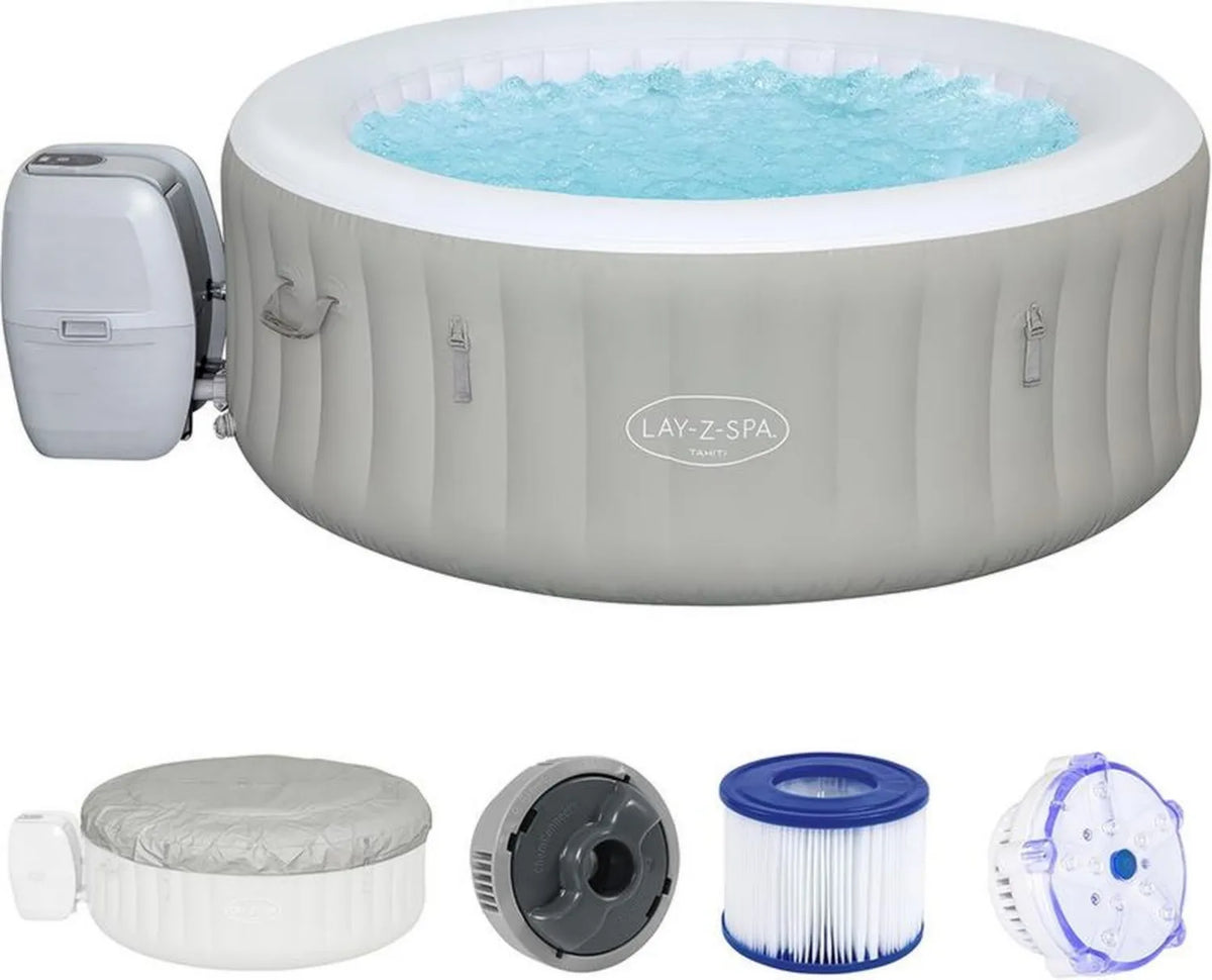 Jacuzzi dmuchane Bestway Lay-Z-Spa Tahiti Airjet, 180x66 cm, dla 2-4 osób, szare i okrągłe