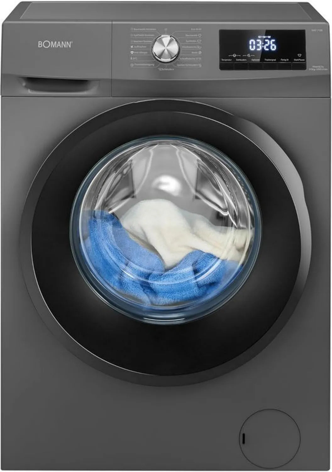 Bomann® Pralko-suszarka 8/5 kg z silnikiem inwertorowym, 1400 obr./min, funkcja pary, tytanowa